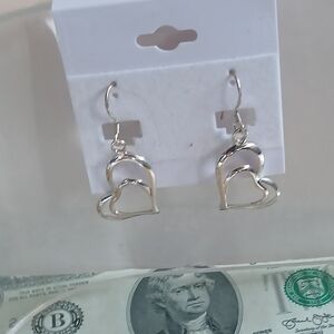 Sterling Silver Double Heart Earrings